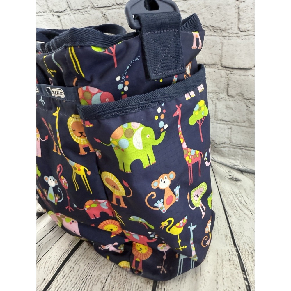 Le‎ Sportsac Ryan Baby Bag Navy Zoo Animals Large *MISSING SHOULDER STRAP* - Picture 2 of 12